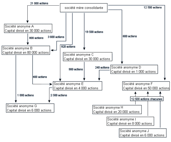 Pr�sentation de l'organigramme du groupe : chaque participation des soci�t�s du groupe est ici repr�sent�e sch�matiquement.